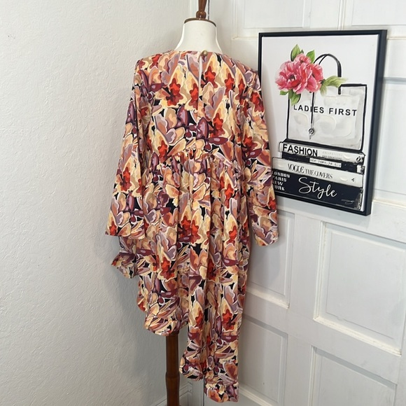 Kika Vargas Multicolored Asymmetric Long Sleeve Dress Size S - Picture 4 of 11